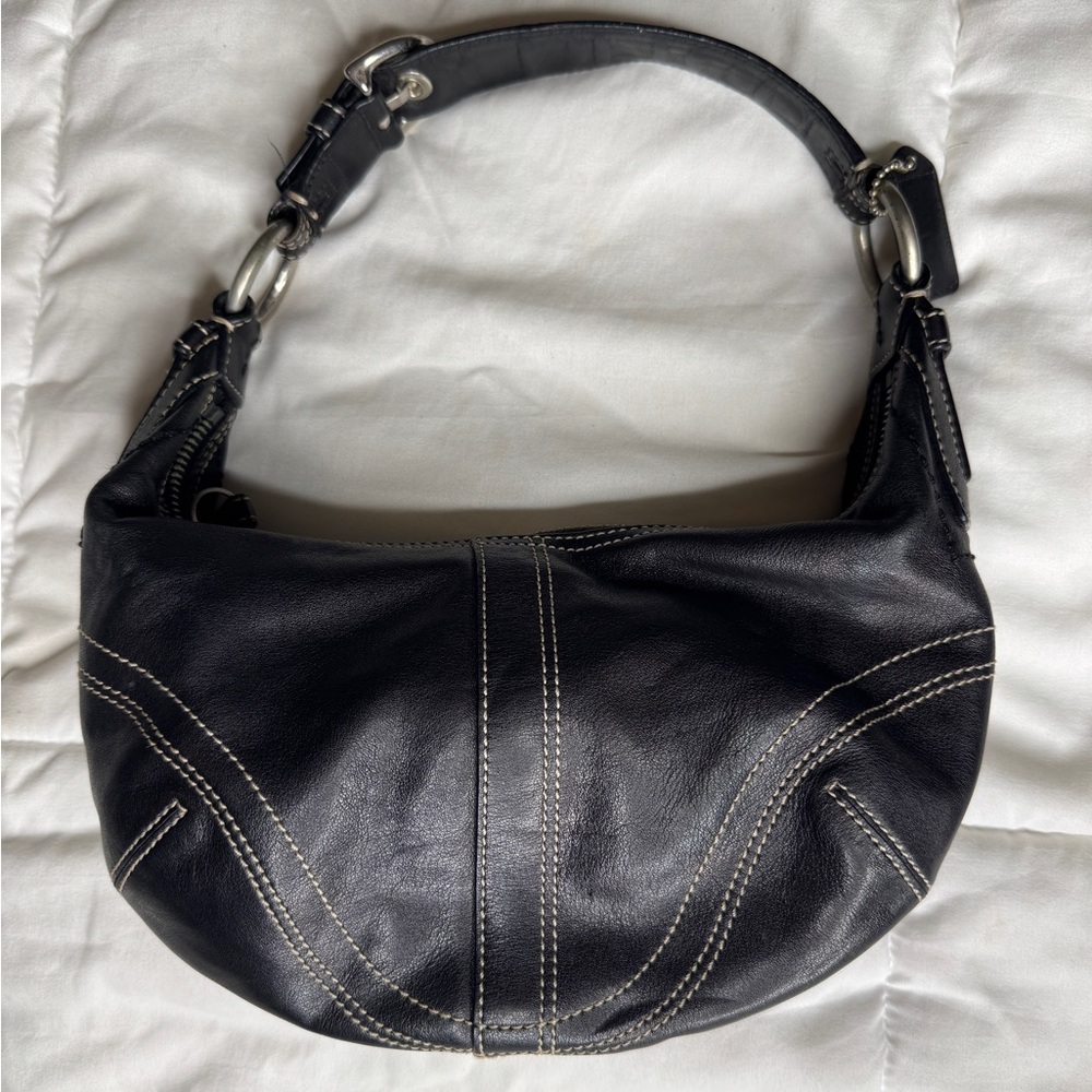 Y2K Coach Black Leather Hobo Shoulder Bag